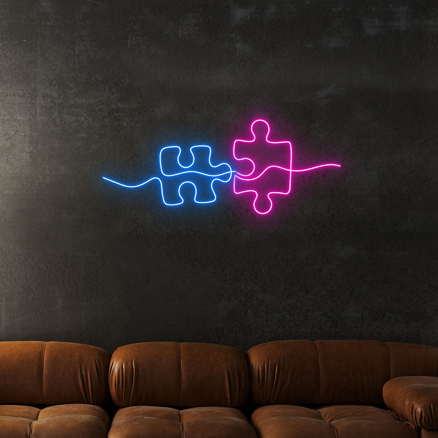 Puzzle Neon Sign Line Art Wall Decor