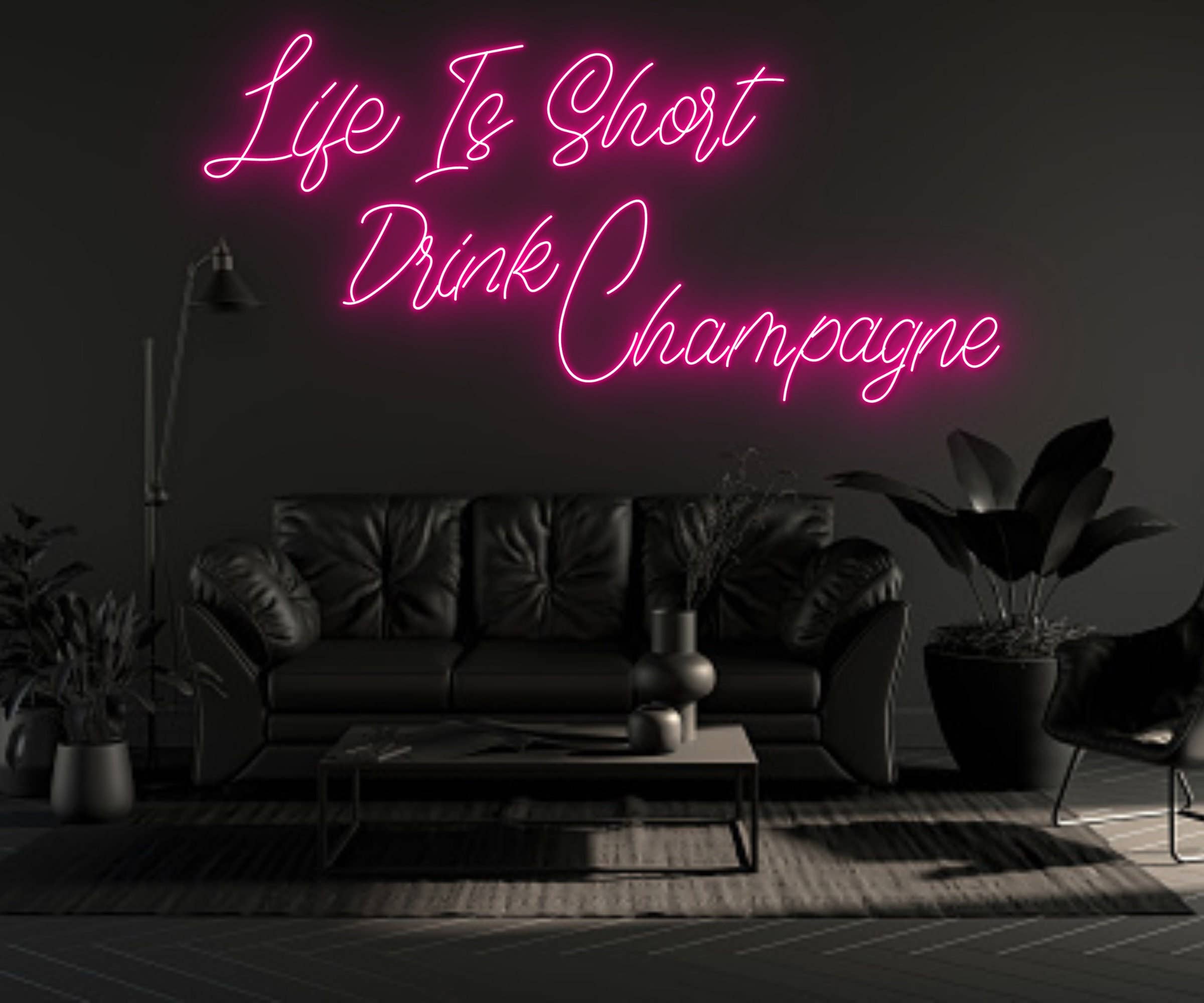 Life Is Short Drink Champagne Neon Sign Bar Decor