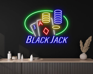 Blackjack Neon Sign Poker Club And Casino Decor