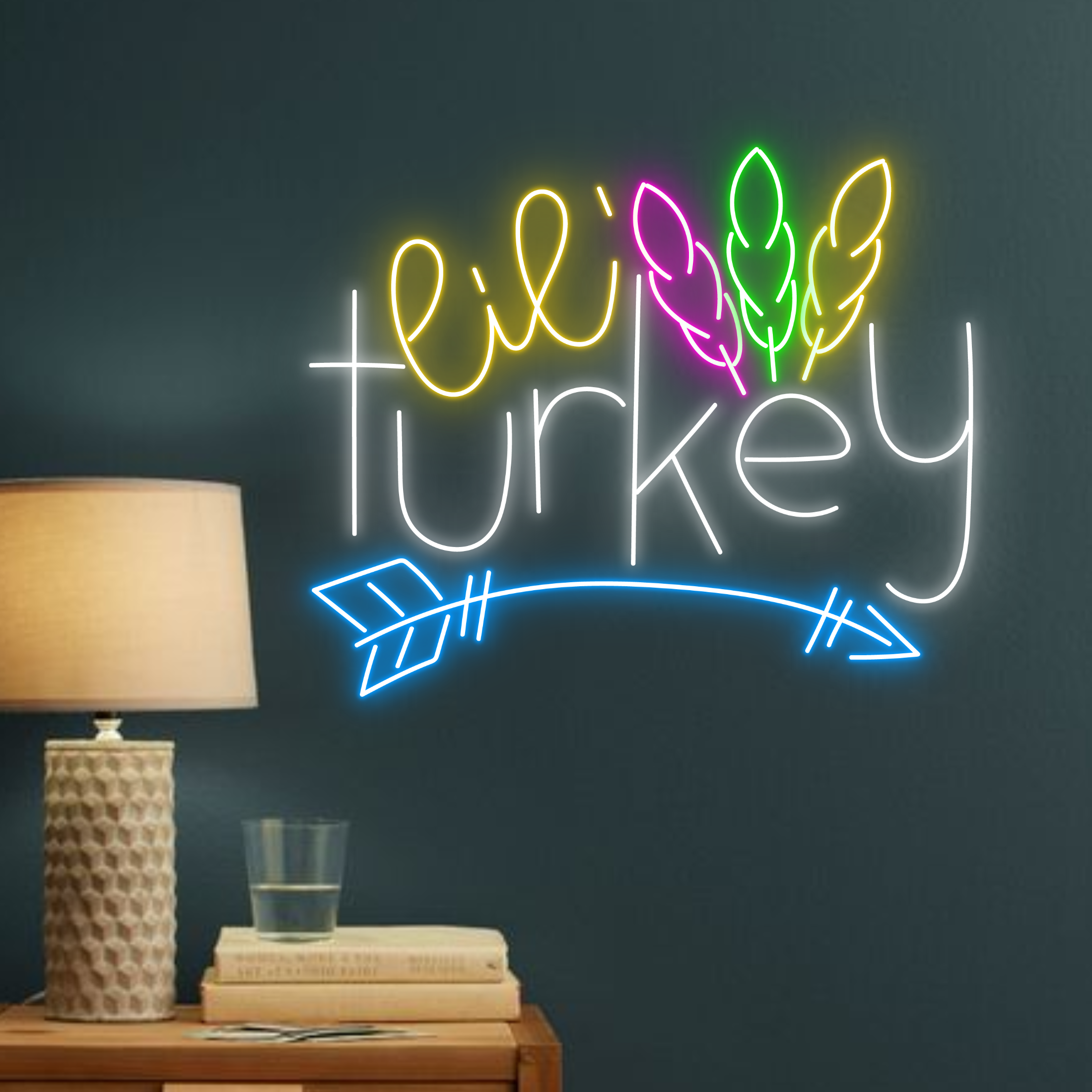 Lil And Turkey To Me Neon Sign Thanksgiving Wall Party Decor