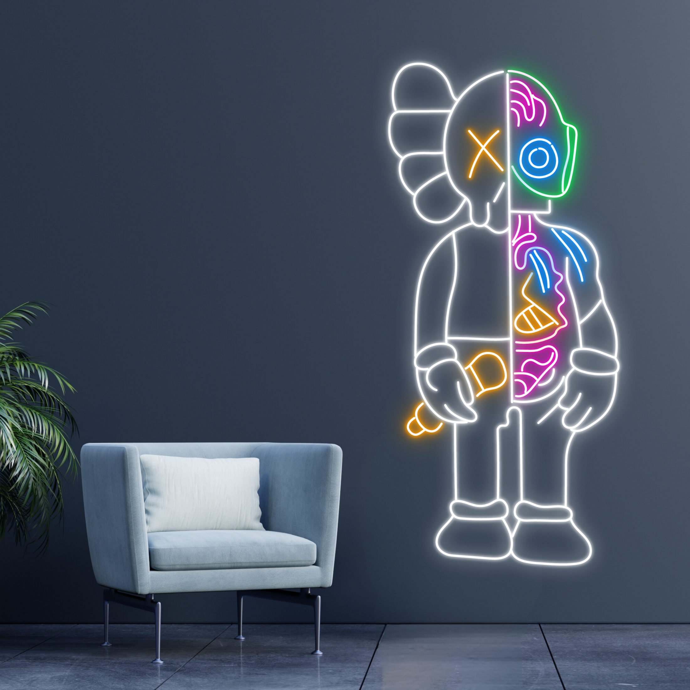 KAWS Supreme Neon Signs Cartoon Wall Art Decor