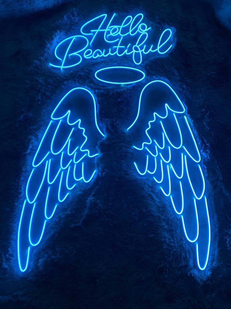 Hello Beautiful Angel Wings Neon Sign Event Decor