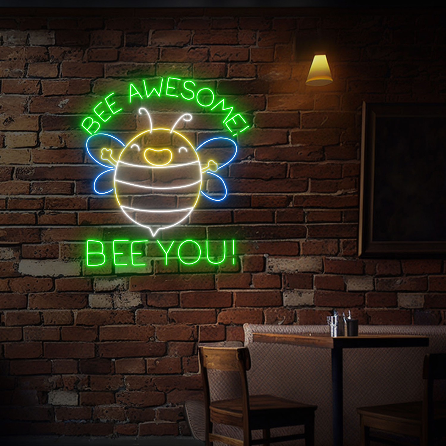 Bee Awesome Bee You Neon Sign Funny Quote Wall Art Decor