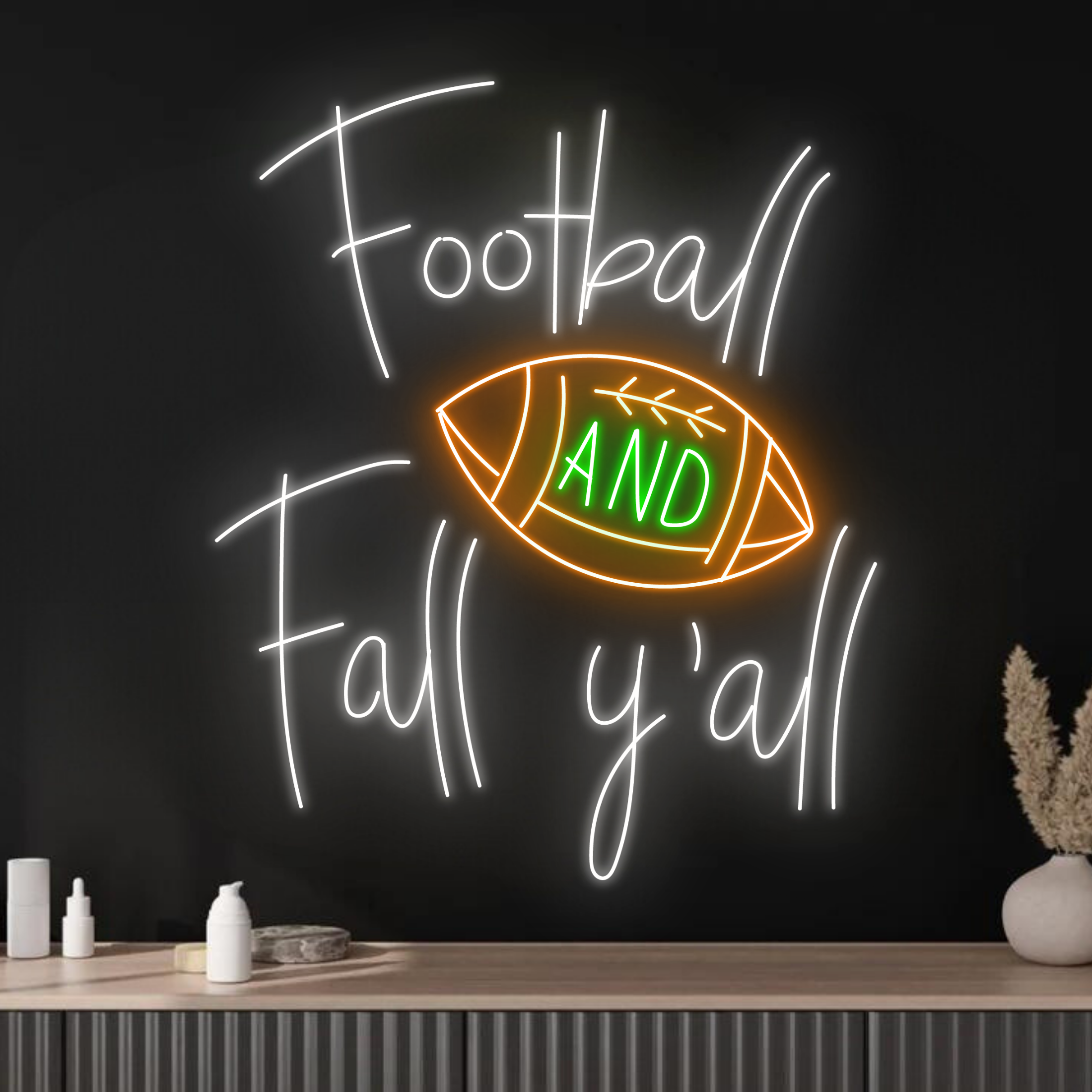 Football And Fall Y'all Neon Sign Football Club Store Decor