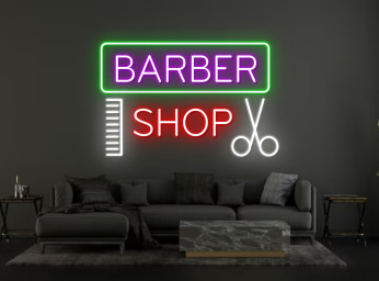 Comb and Scissors Barber Shop Neon Sign