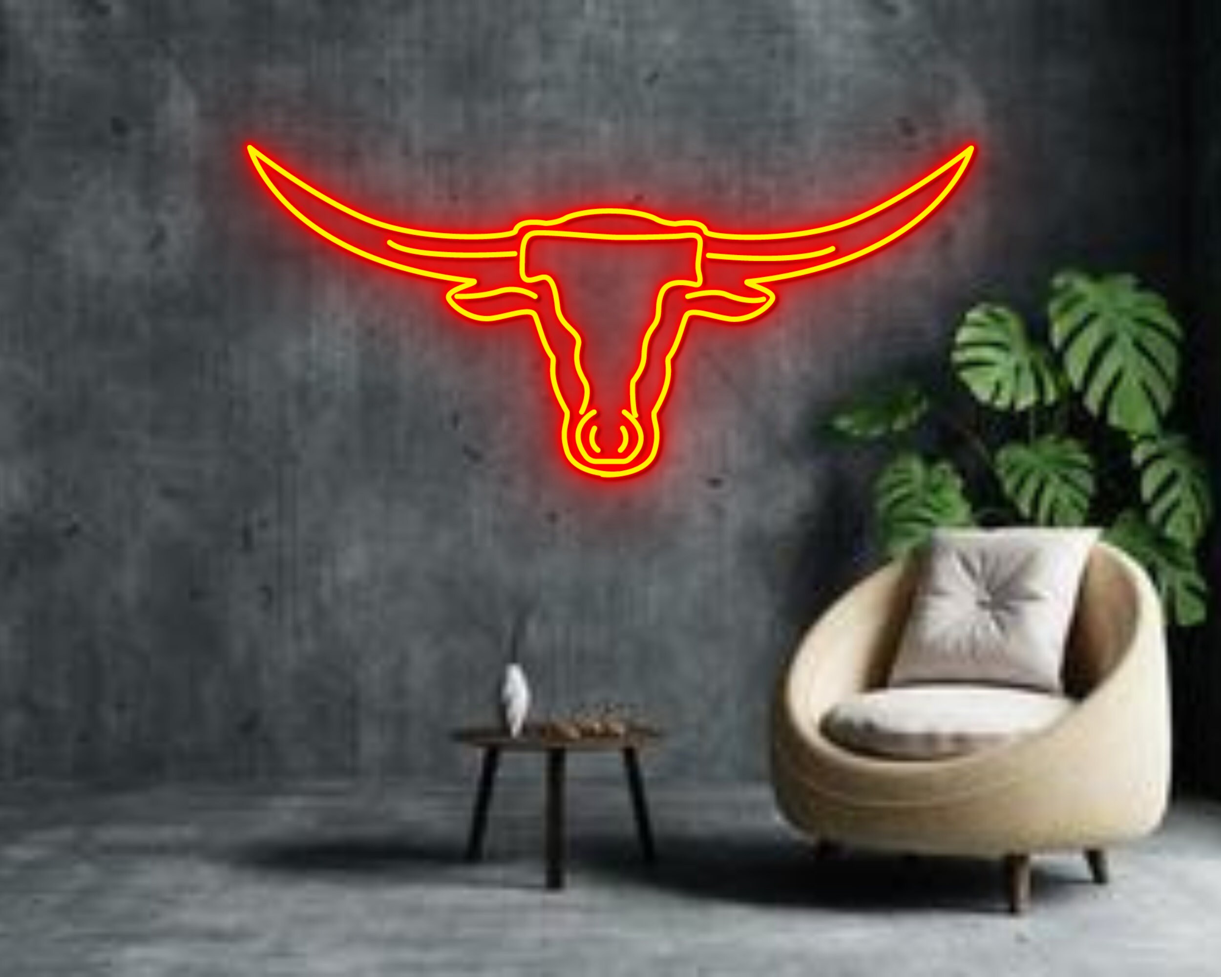 Longhorn Bull Head Skull Neon Sign