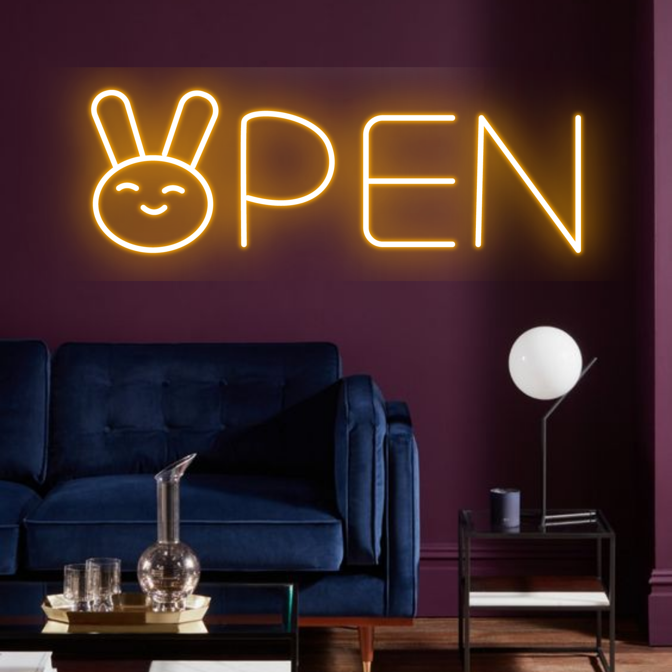 Rabbit Open Neon Signs Welcome Sign for Vet Pet Shop