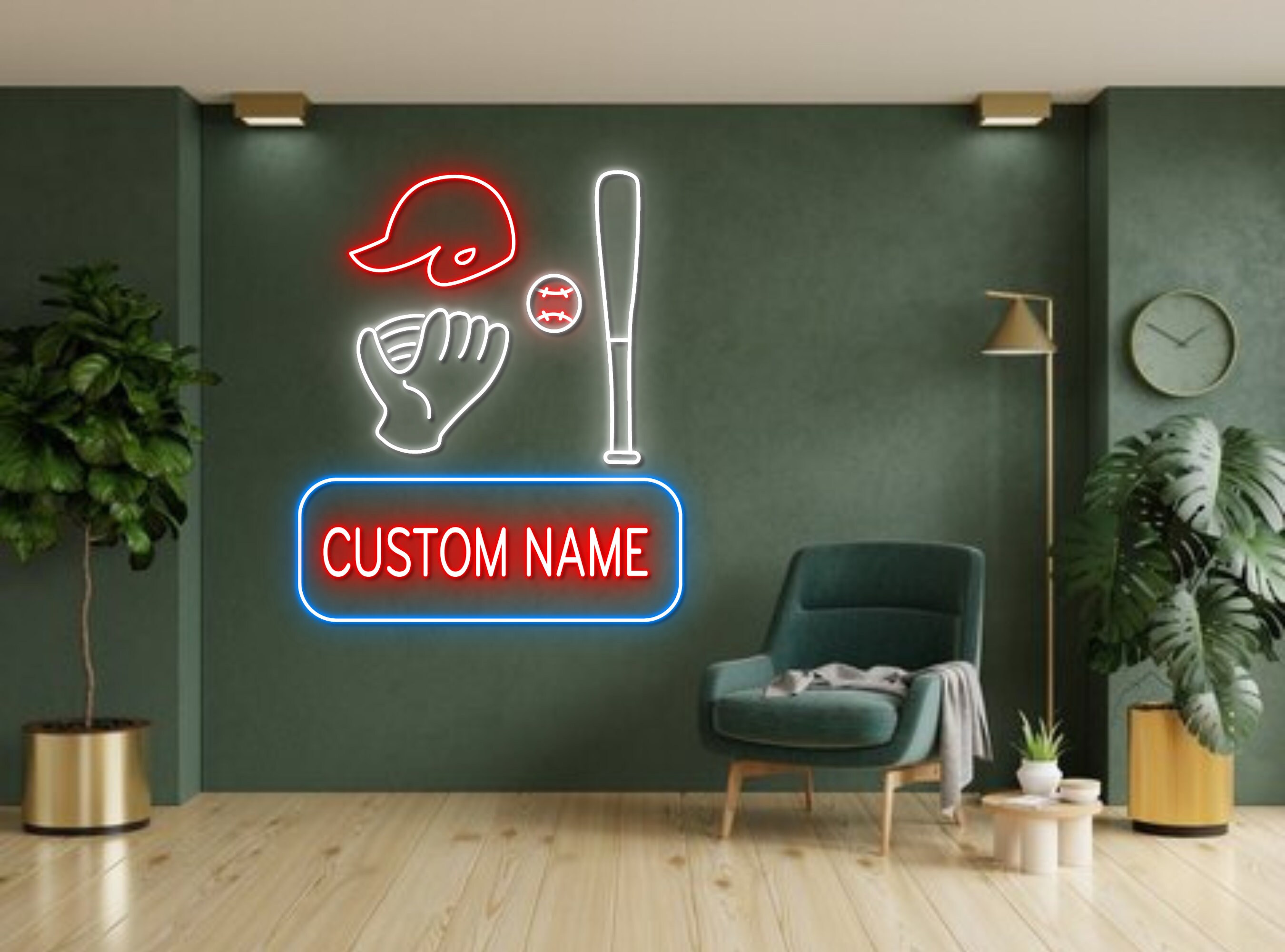 Custom Name Baseball Neon Sign Wall Decor