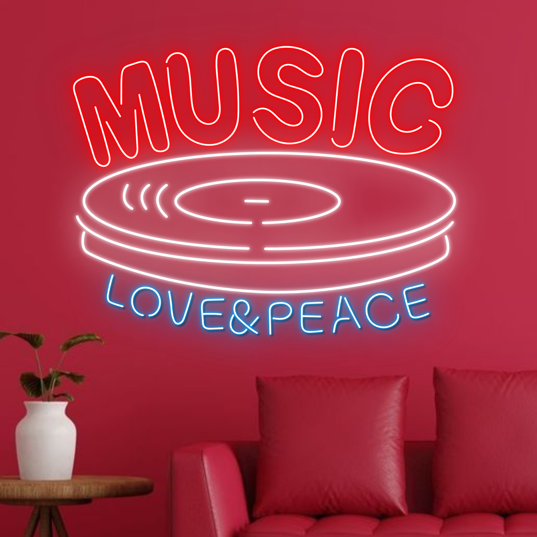 Music Love And Peace Neon Sign Music Studio Decor