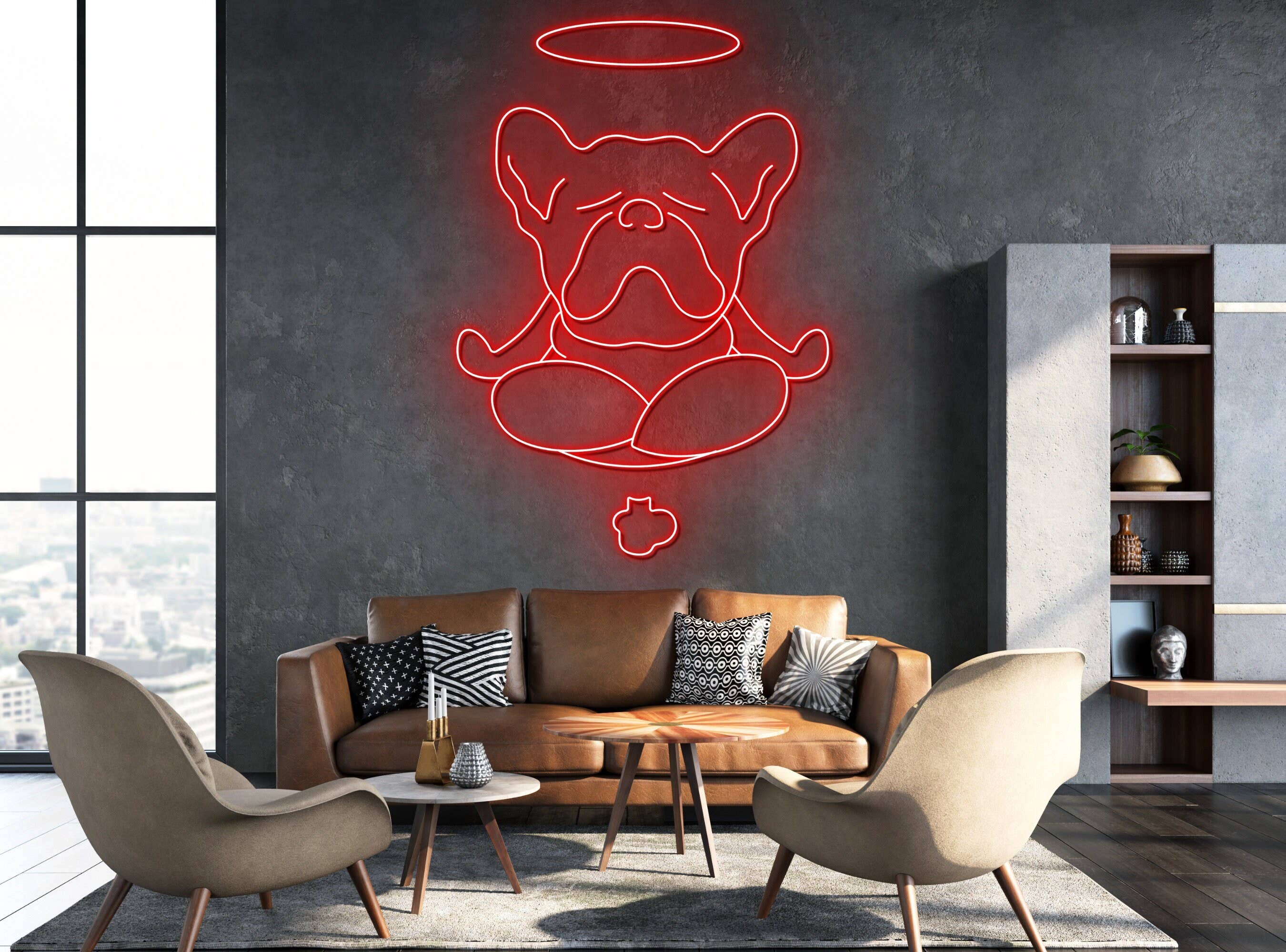 Cute Bulldog Yoga Neon Sign Wall Decor