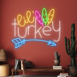 Lil And Turkey To Me Neon Sign Thanksgiving Wall Party Decor