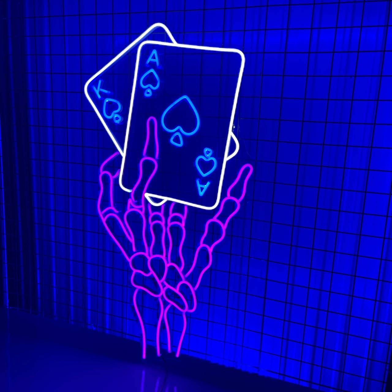 Skull Poker Neon Sign Art Wall Decor