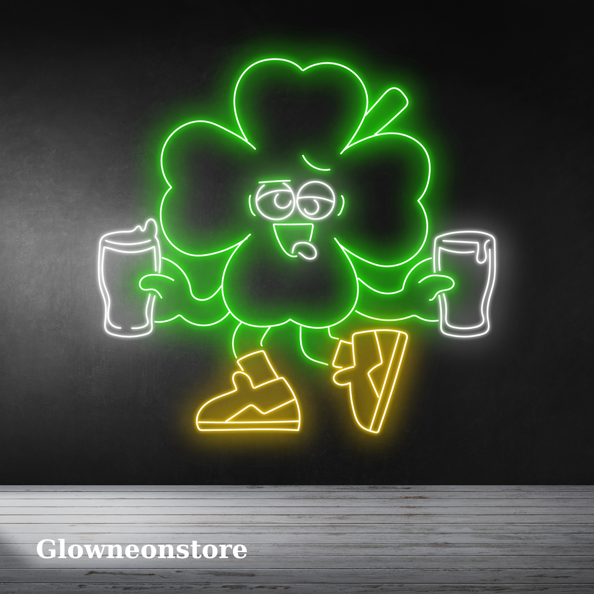 Clover Drunk Beer Neon Clover Patrick's Day Led Light