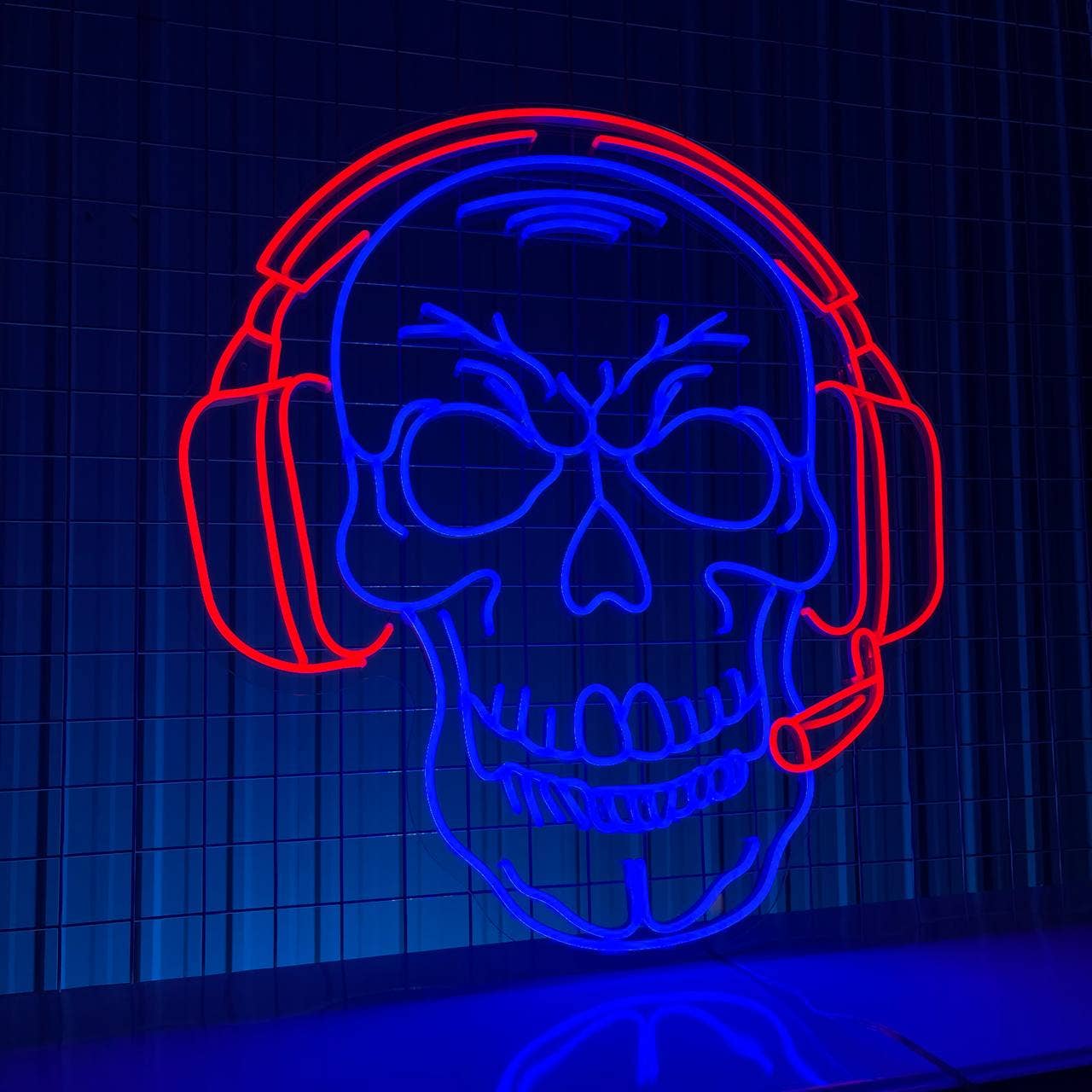 Skull Listen Music Neon Sign Halloween Wall Art Decor