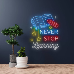 Never Stop Learning Neon Sign Class Room Quote Wall Decor