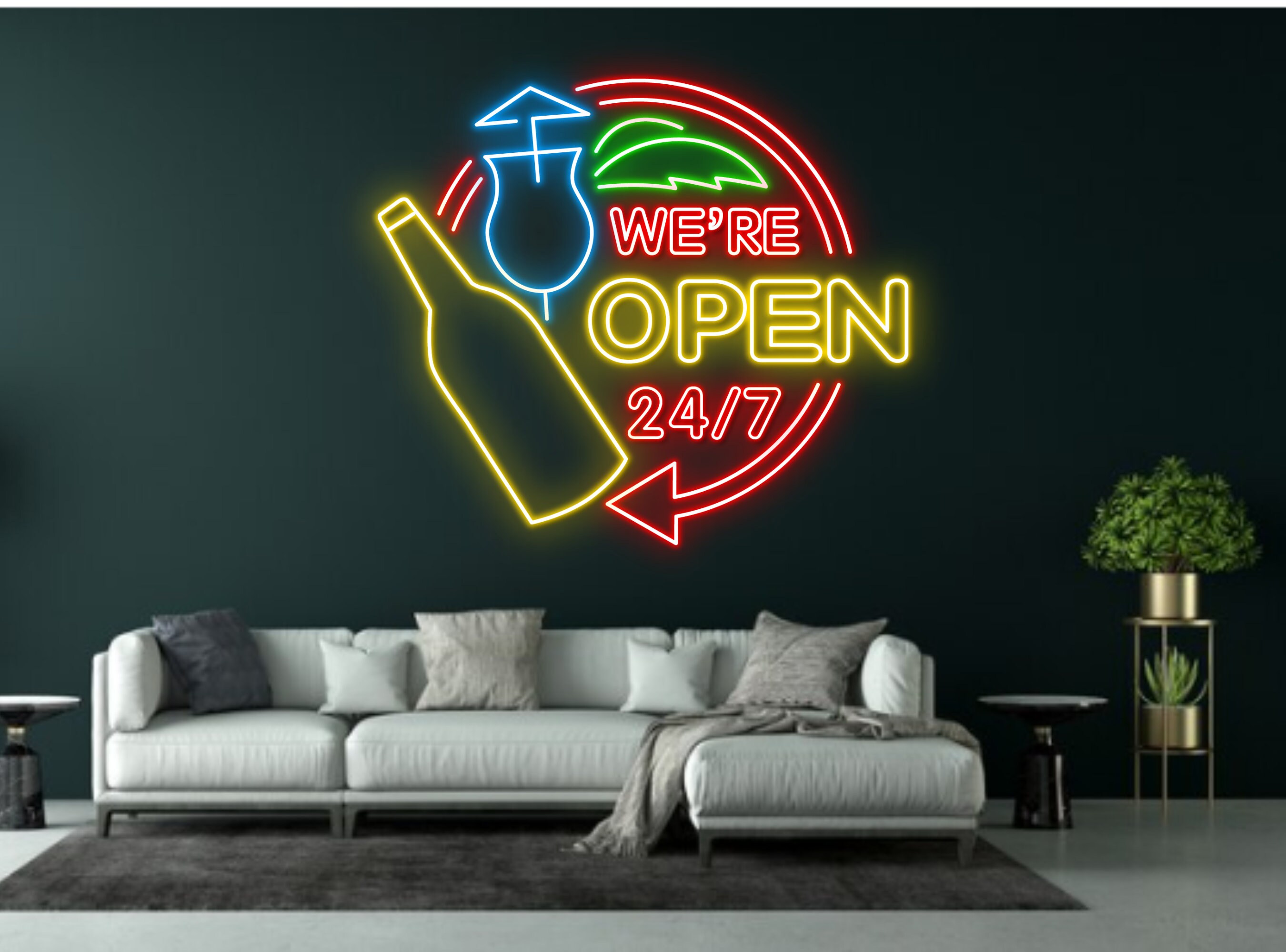 We Are Open 24/7 Neon Sign
