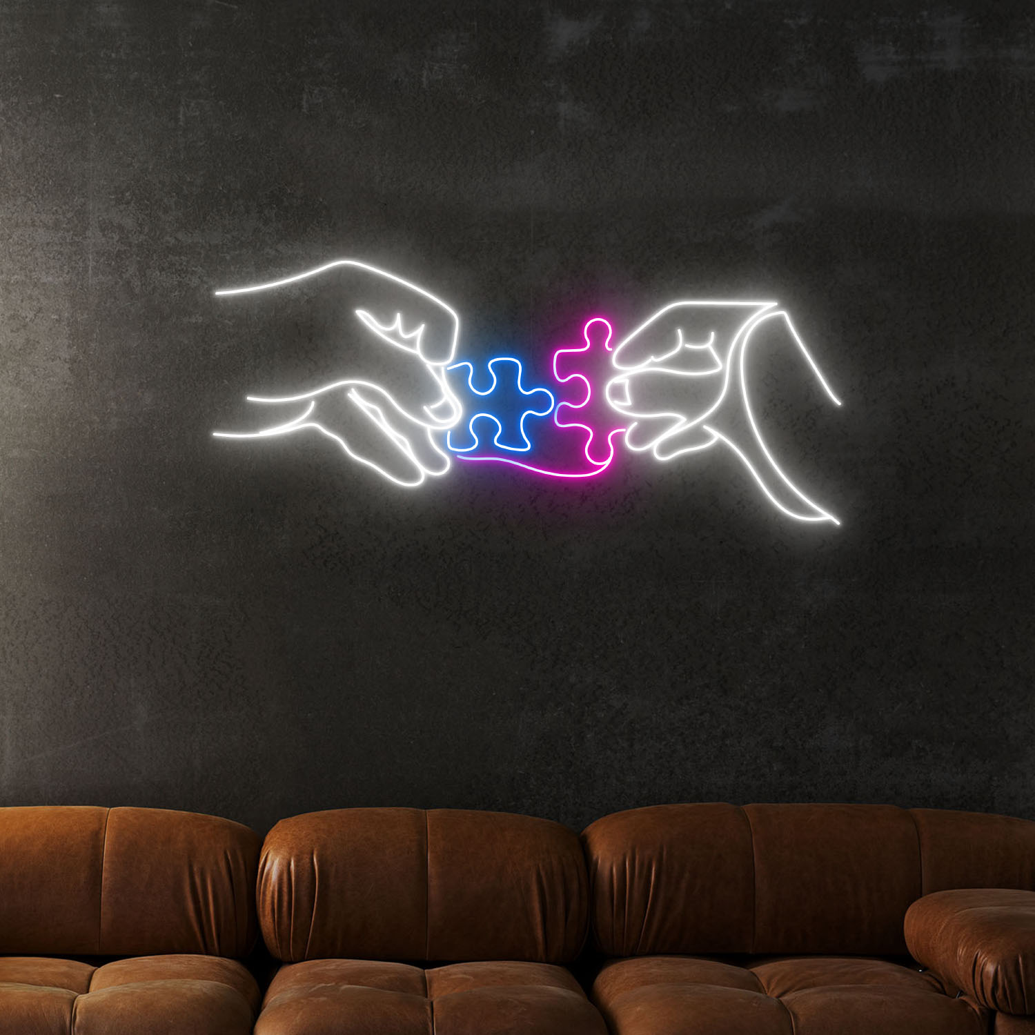 Puzzle Neon Sign Couple Puzzle Wall Art Home Decor