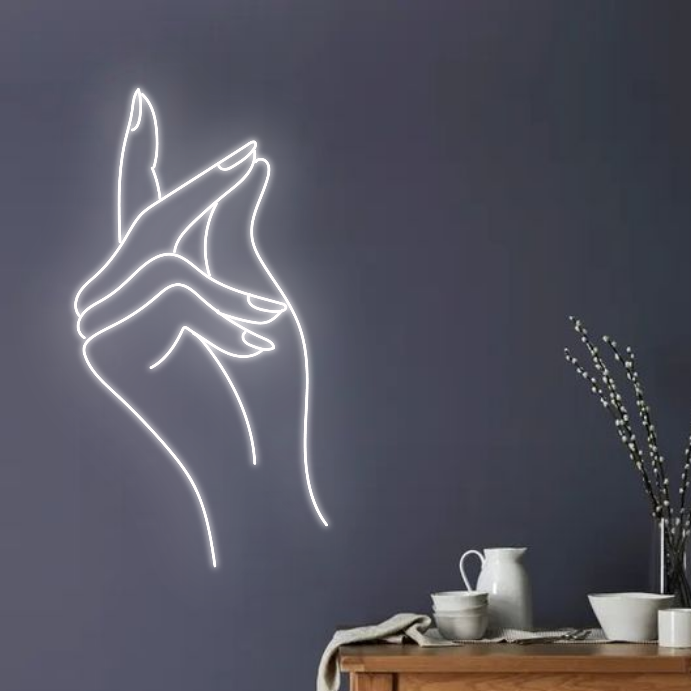 Hand Neon Sign Nails Salon Shop Wall Decor