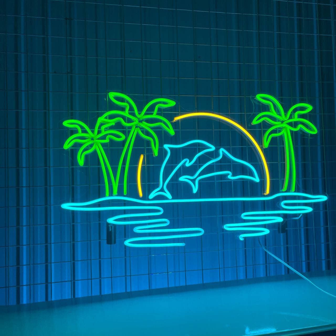 Dolphin Beach View Neon Sign Wall Art Sign Decor