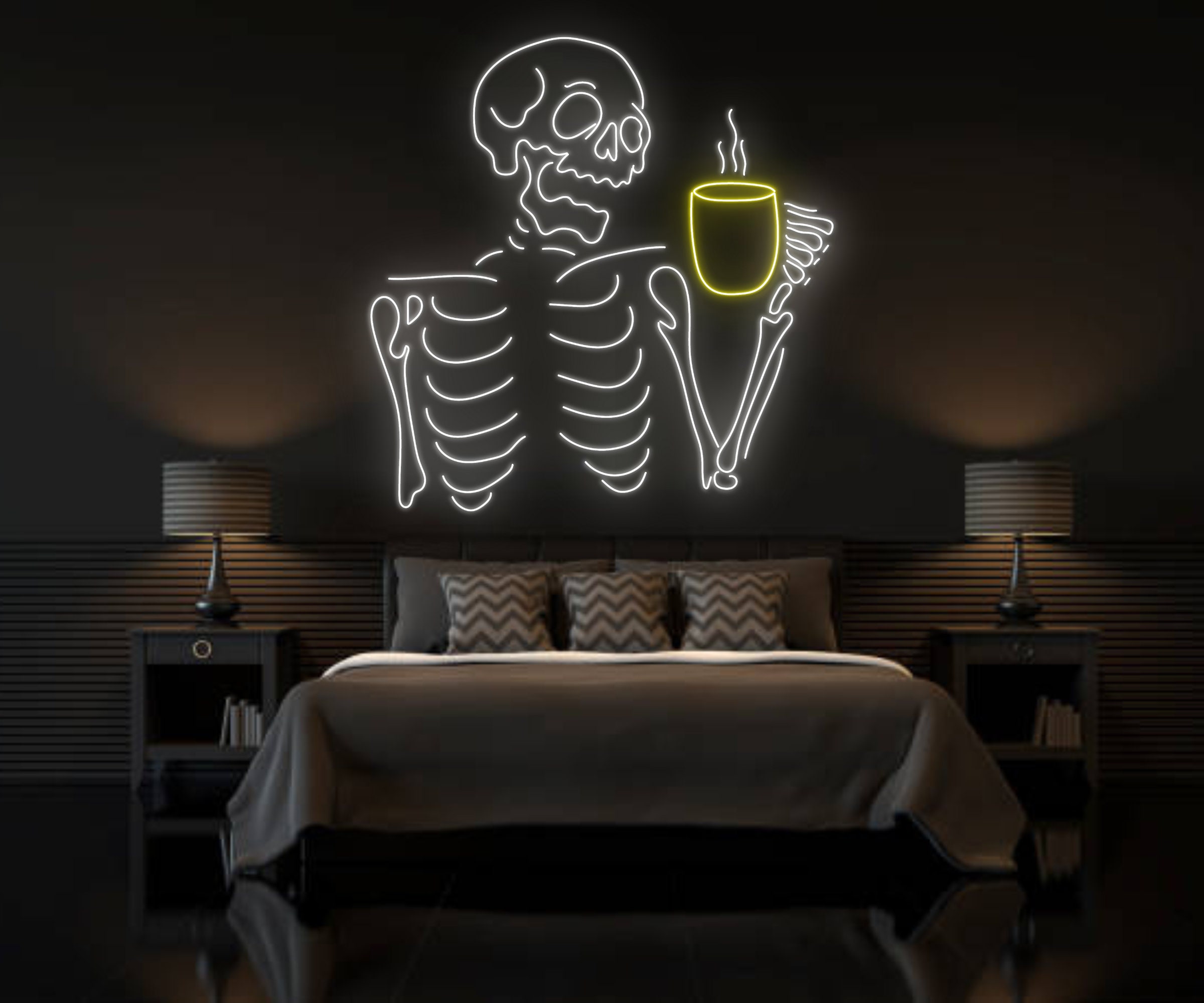 Skull Drink Coffee Neon Sign