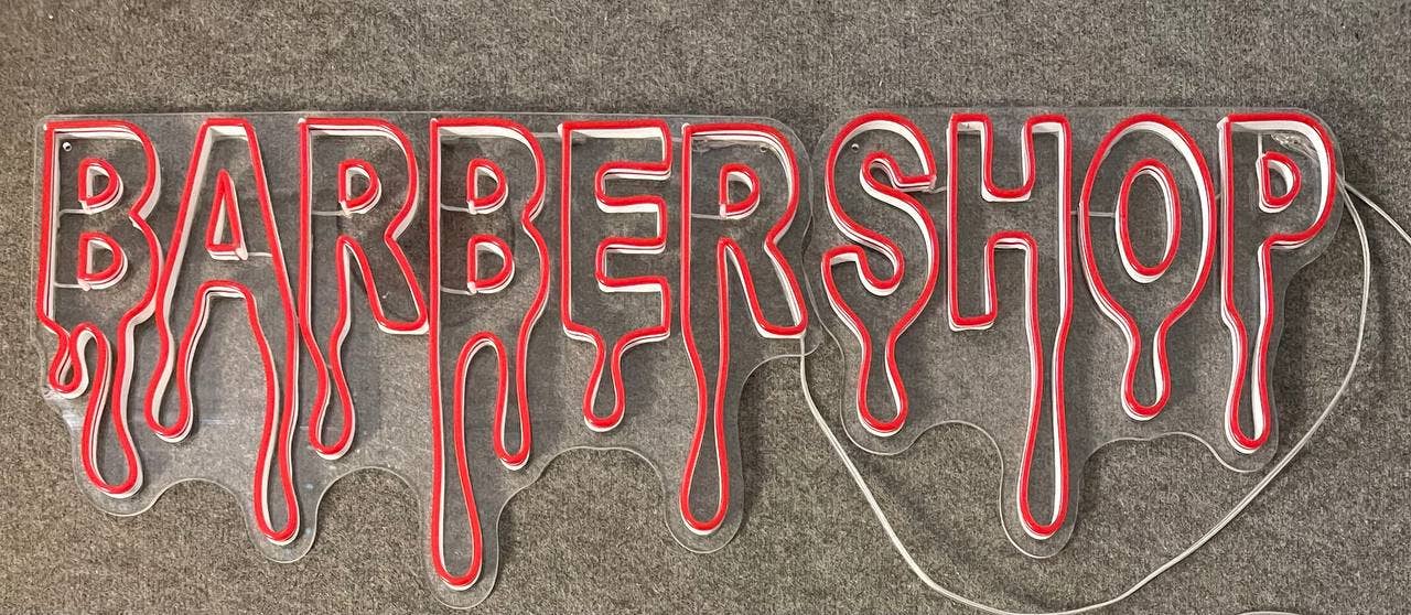 Barber Shop Typography Neon Sign