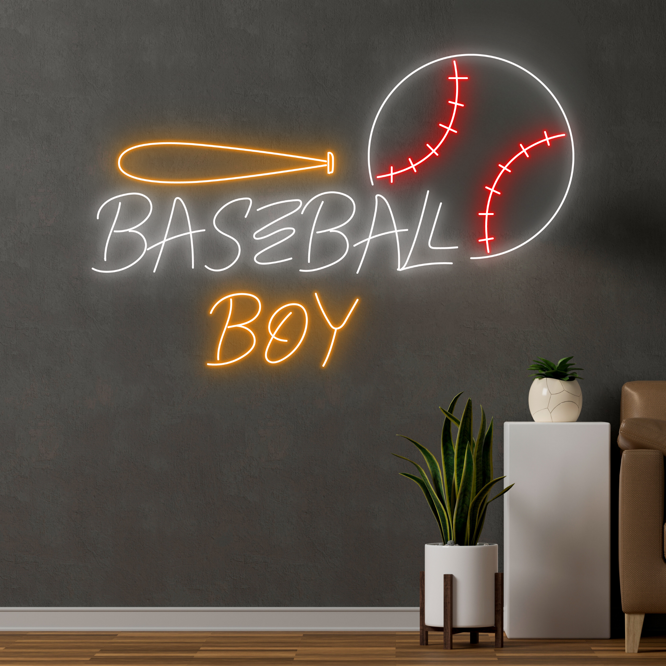 Baseball Boy Neon Neon Sign Baseball Club Fan Sport Decor