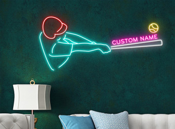 Custom Name Baseball Player Neon Sign