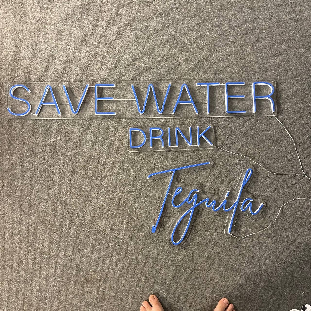 Save Water Drink Tequila Neon Sign Bar Bub Wall Decor