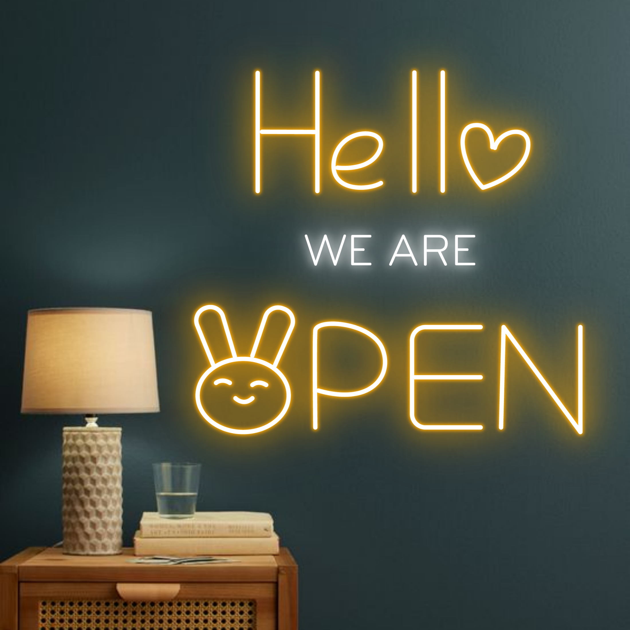 Hello We Are Open Neon Sign Welcome sign For Vet Pet Shop