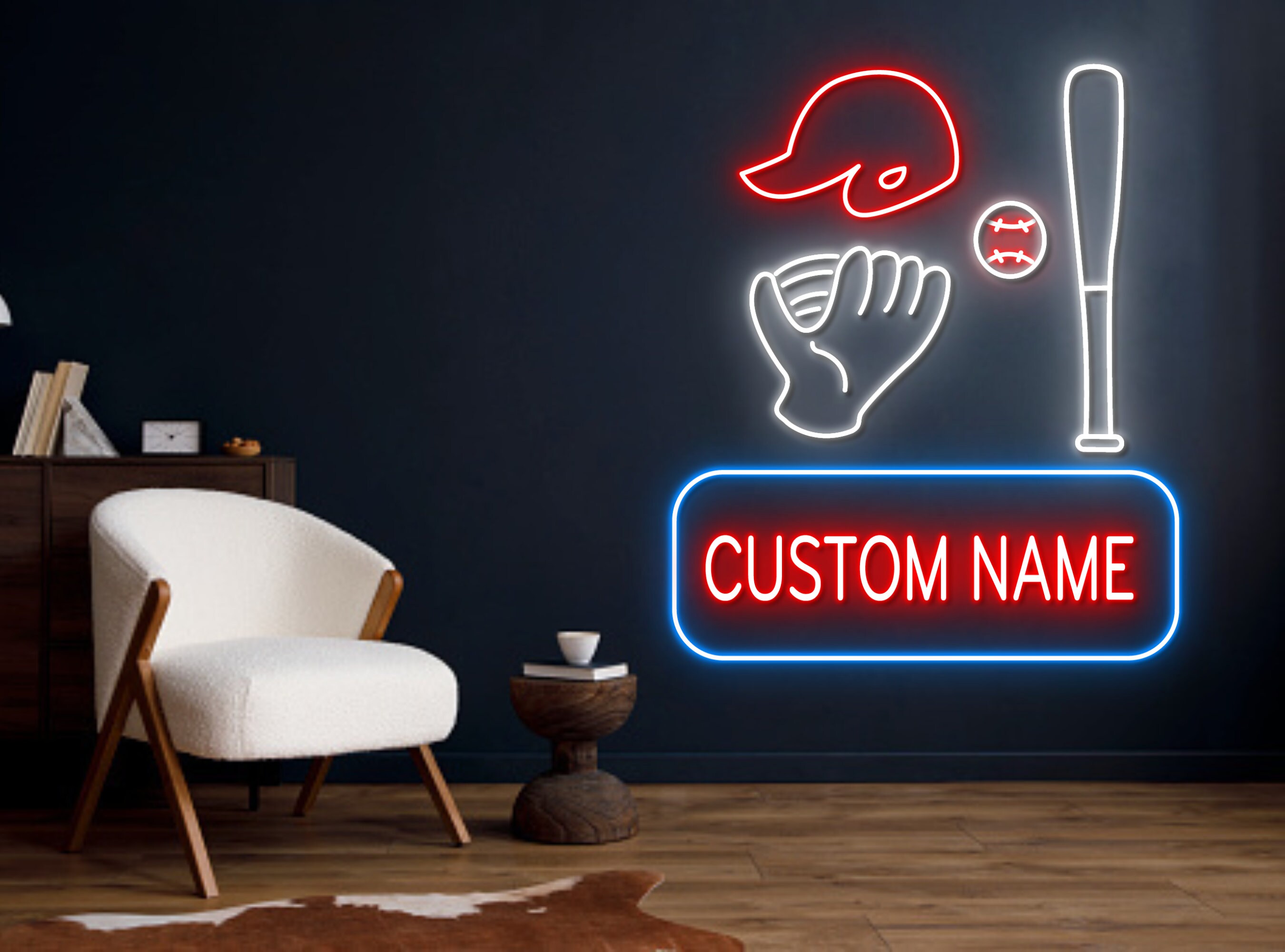 Custom Name Baseball Neon Sign Wall Decor