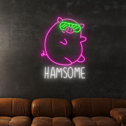 Hamsome Pig Neon Sign Funny Animal Wall Decor