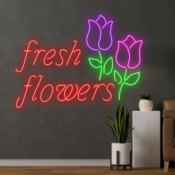 Fresh Flowers Neon Signs Flower Shop Wall Decor Signboard