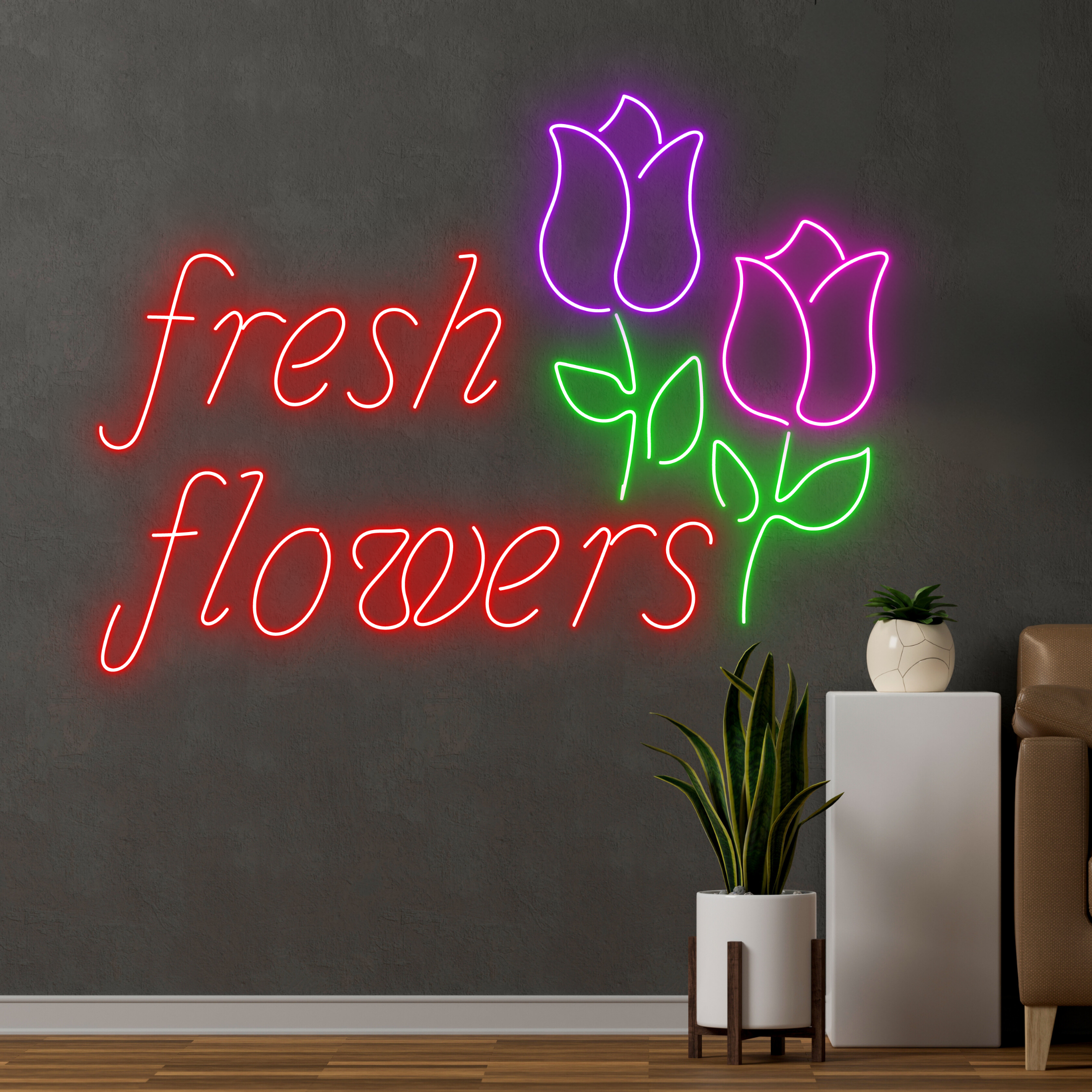 Fresh Flowers Neon Signs Flower Shop Wall Decor Signboard