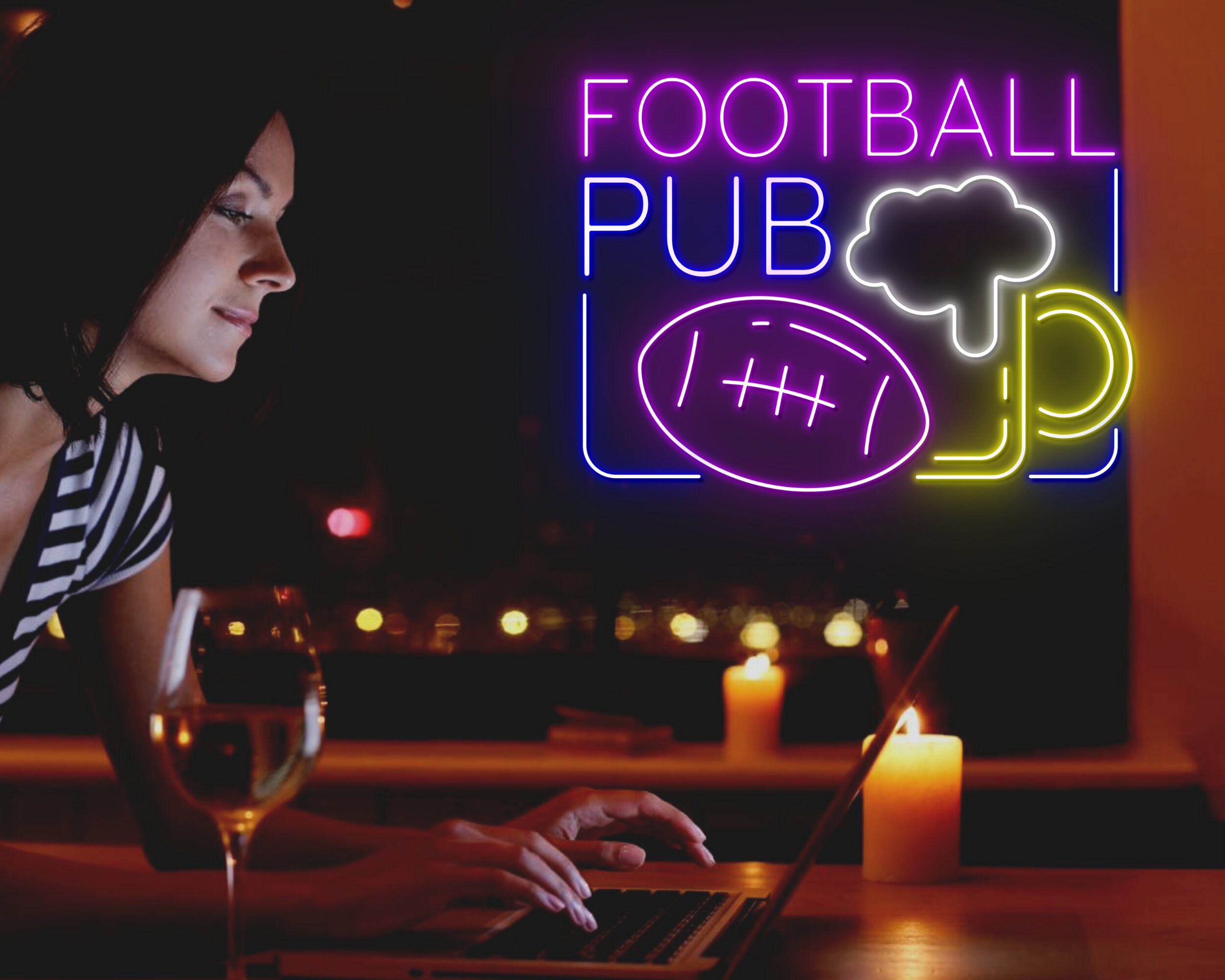 Football Pub Beer Party Pub Neon Signs Outside Decor