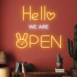 Hello We Are Open Neon Sign Welcome sign For Vet Pet Shop