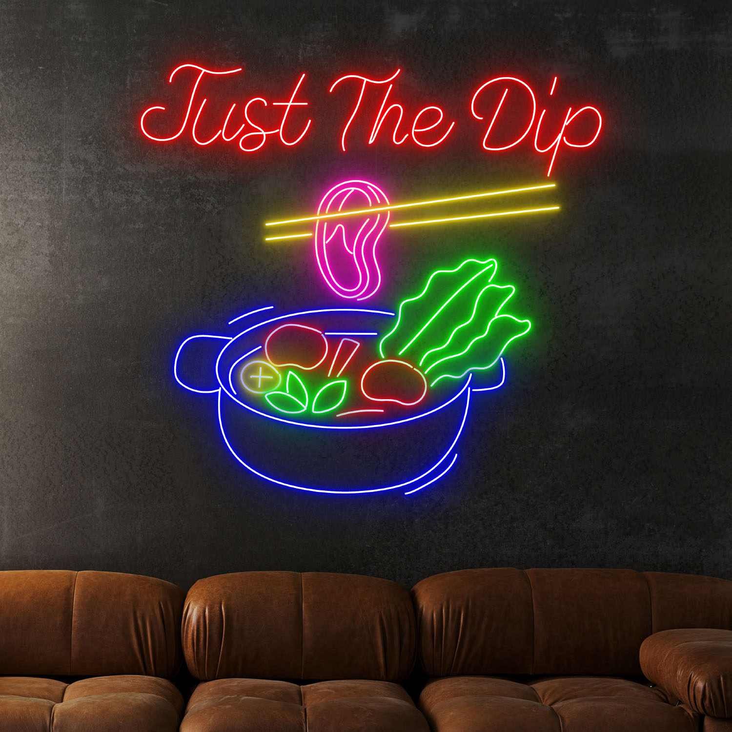 Hotpot Just The Dip Neon Sign Restaurant Wall Art Decor