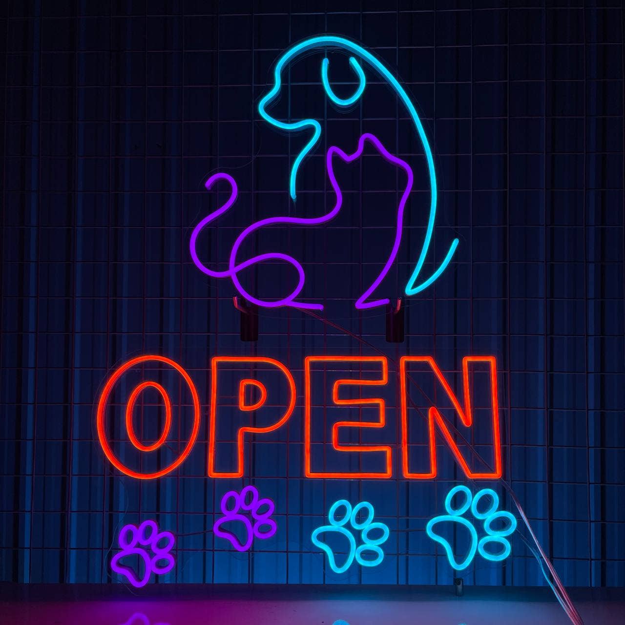 Open Pet Shop Neon Signs Welcome Sign for Pet Salon Vet