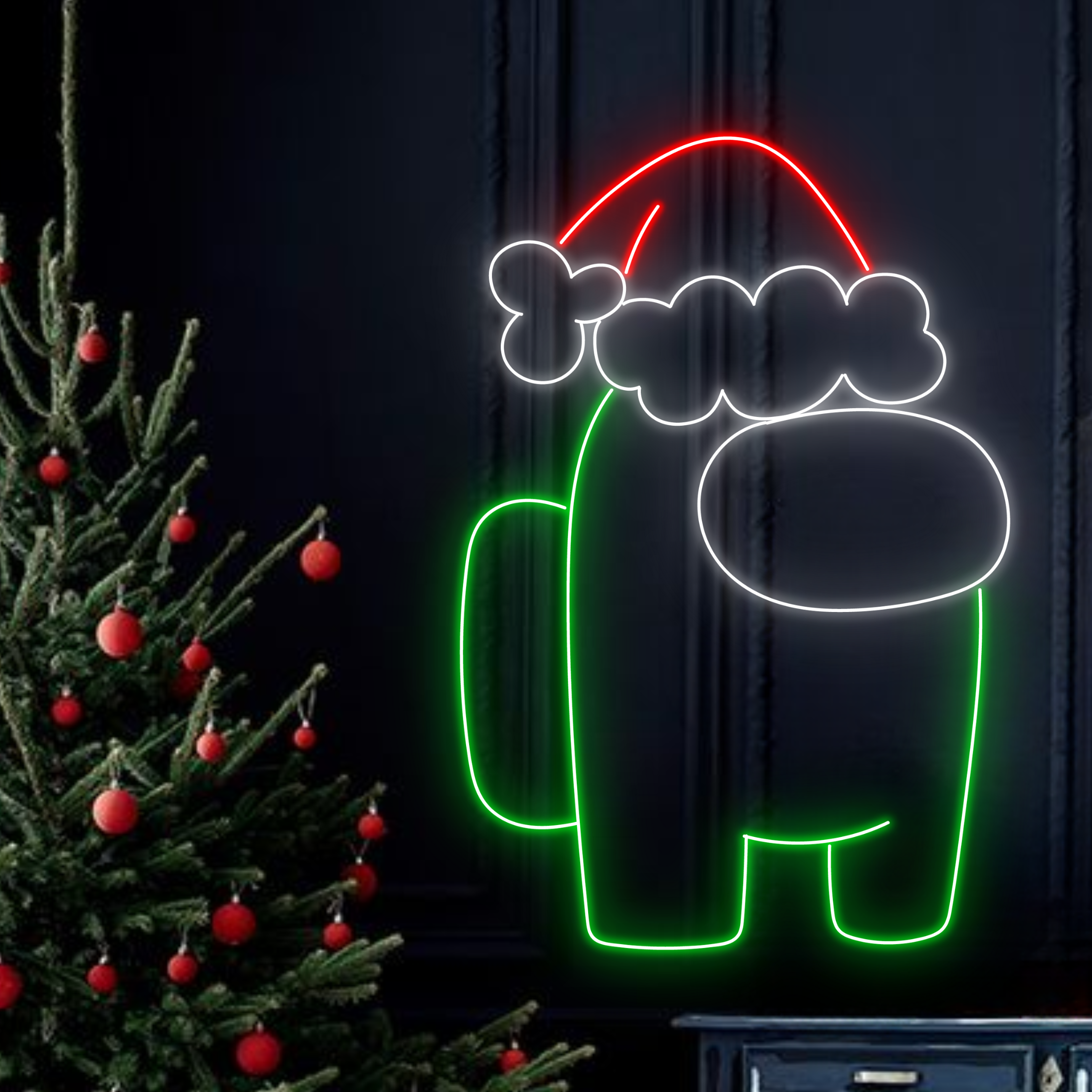 Santa Among Us Neon Sign Cartoon Game Arcade Wall Decor