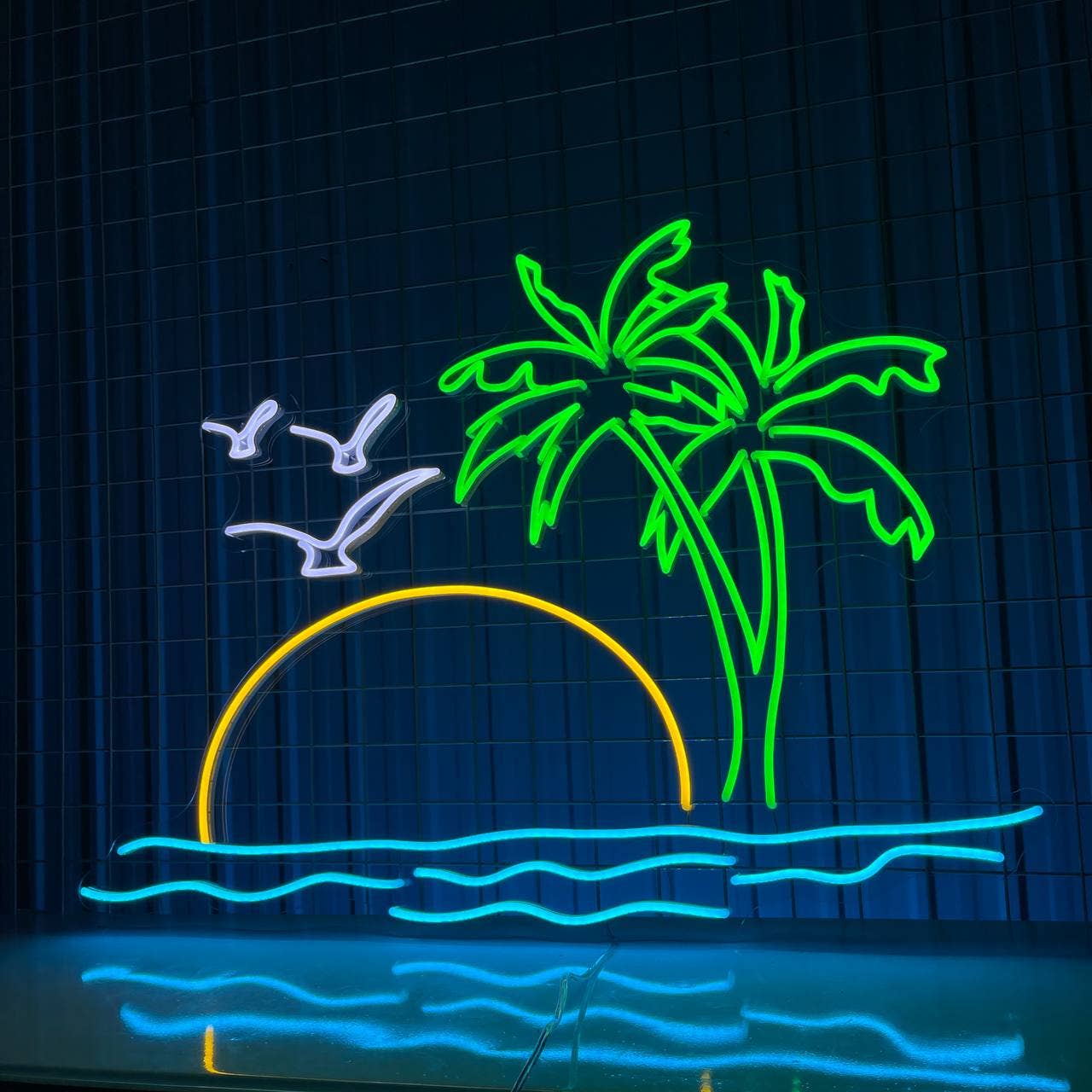 Peaceful Beach Neon Signs Tropical Wall Art Decor