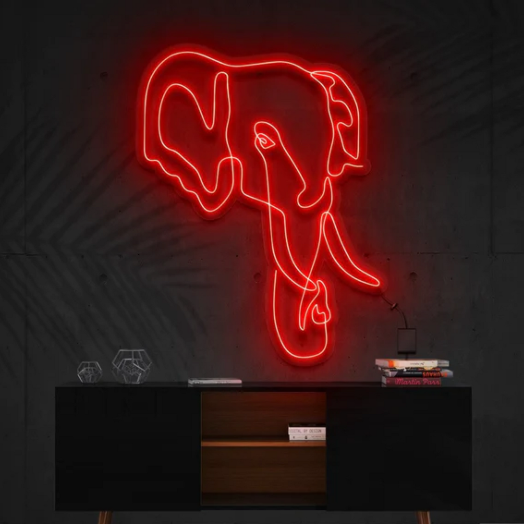 Elephant Line Art Neon Sign