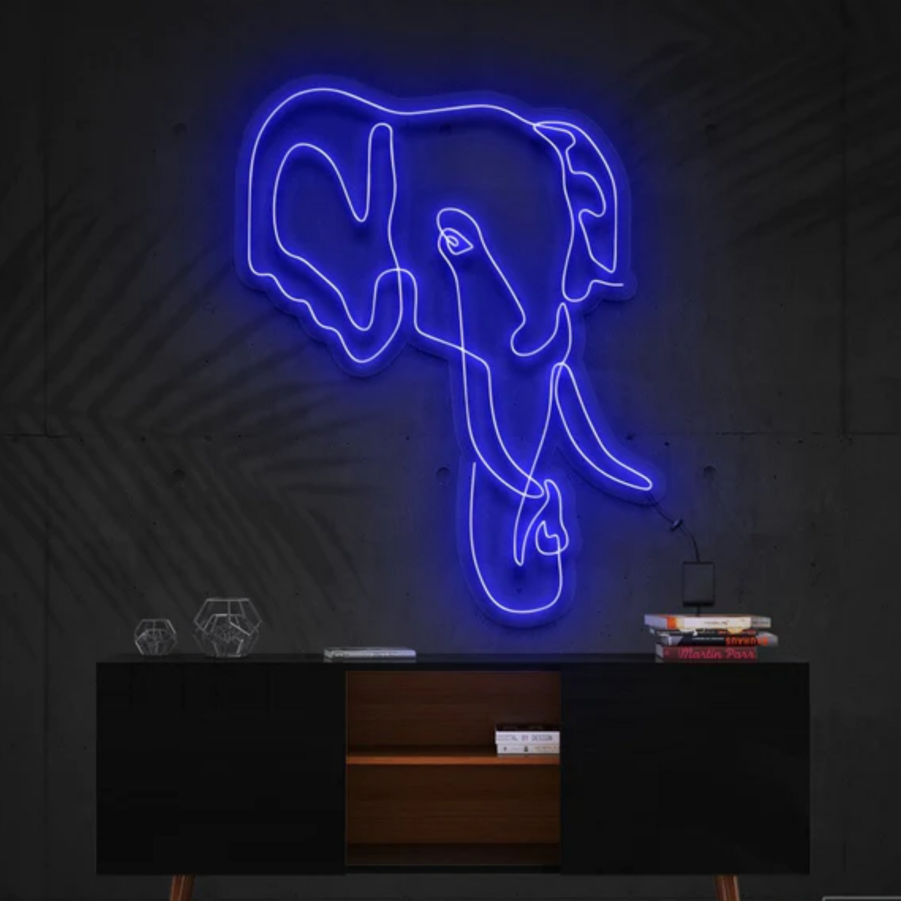 Elephant Line Art Neon Sign