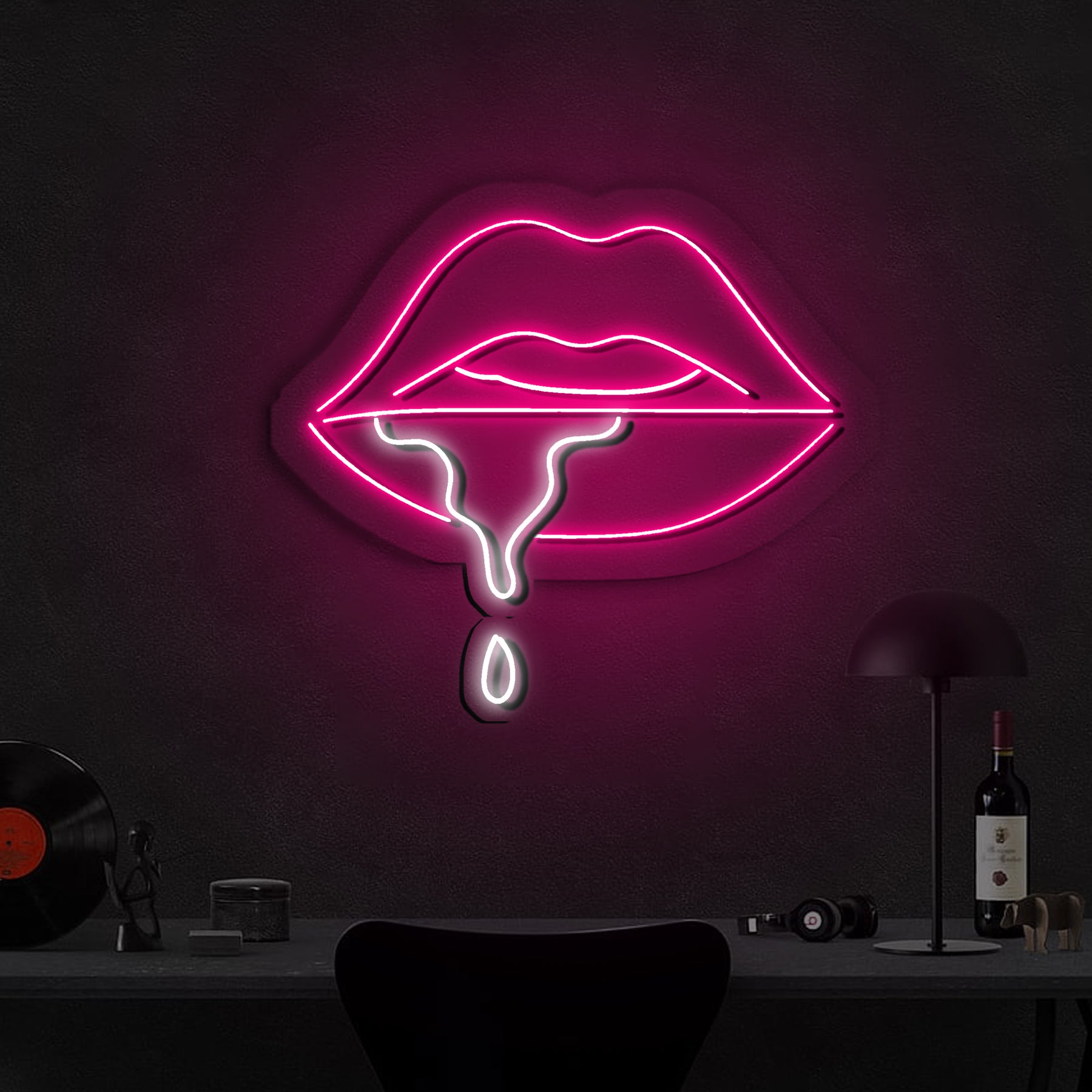 Lips Dripping Neon Sign