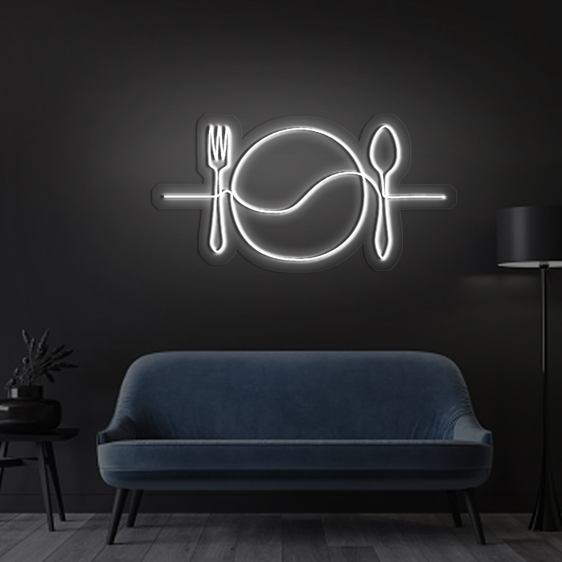 Plate Line Art Neon Sign