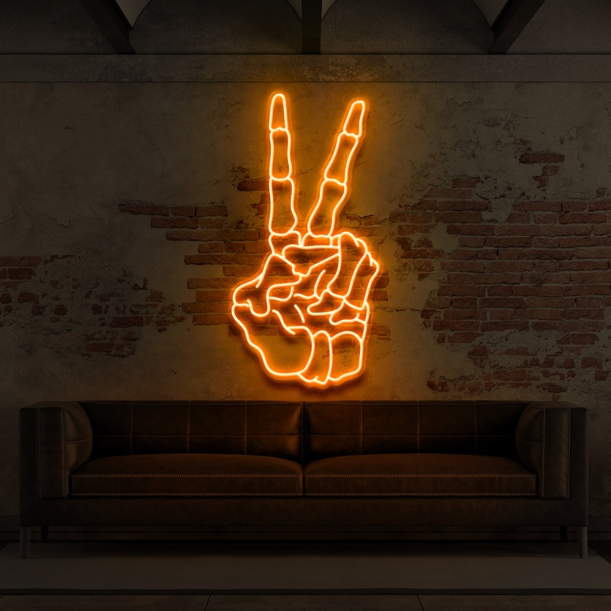 Skeleton Peace Neon Sign