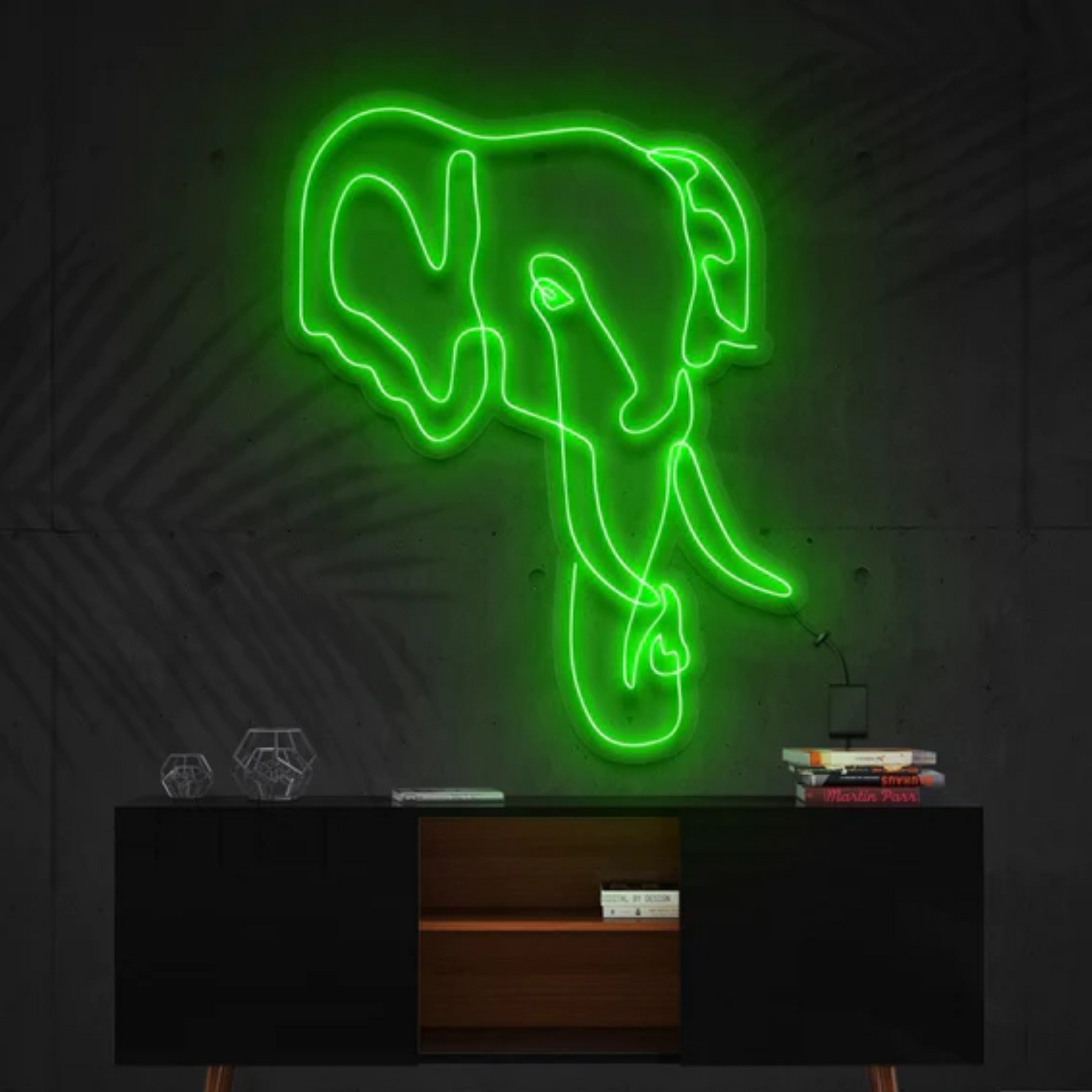 Elephant Line Art Neon Sign