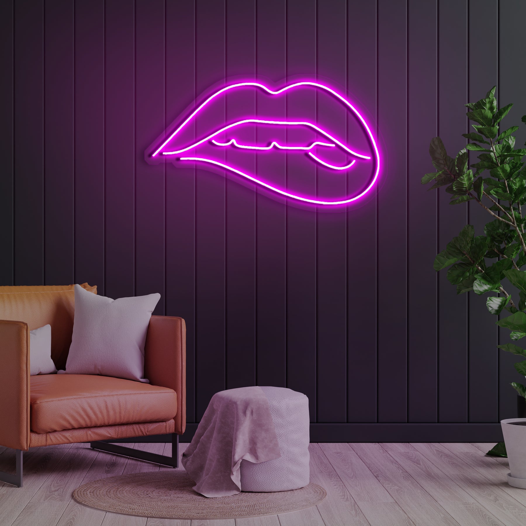 Lips Biting Neon Sign