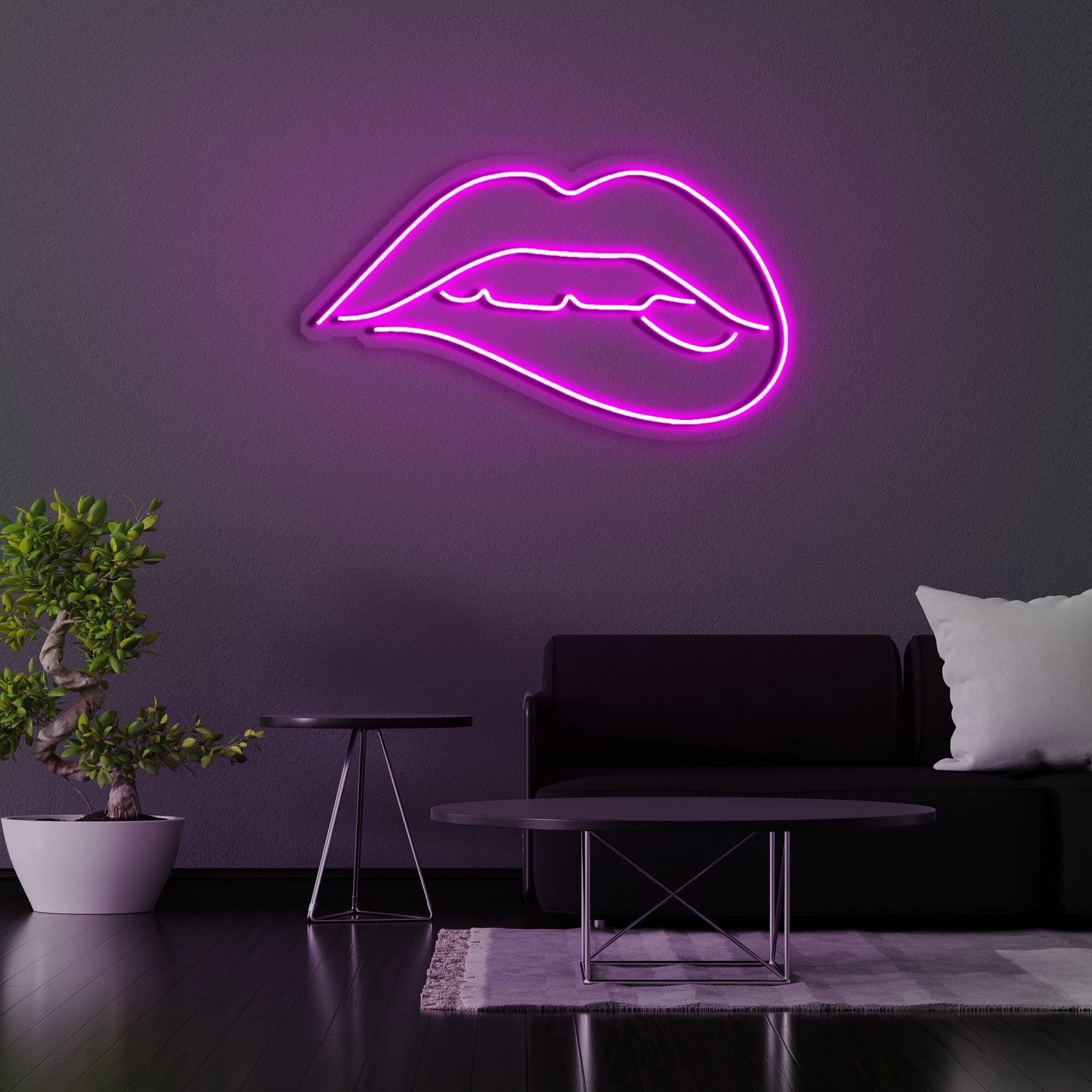 Lips Biting Neon Sign