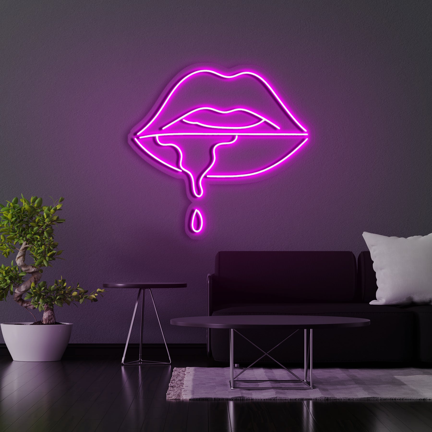 Lips Dripping Neon Sign