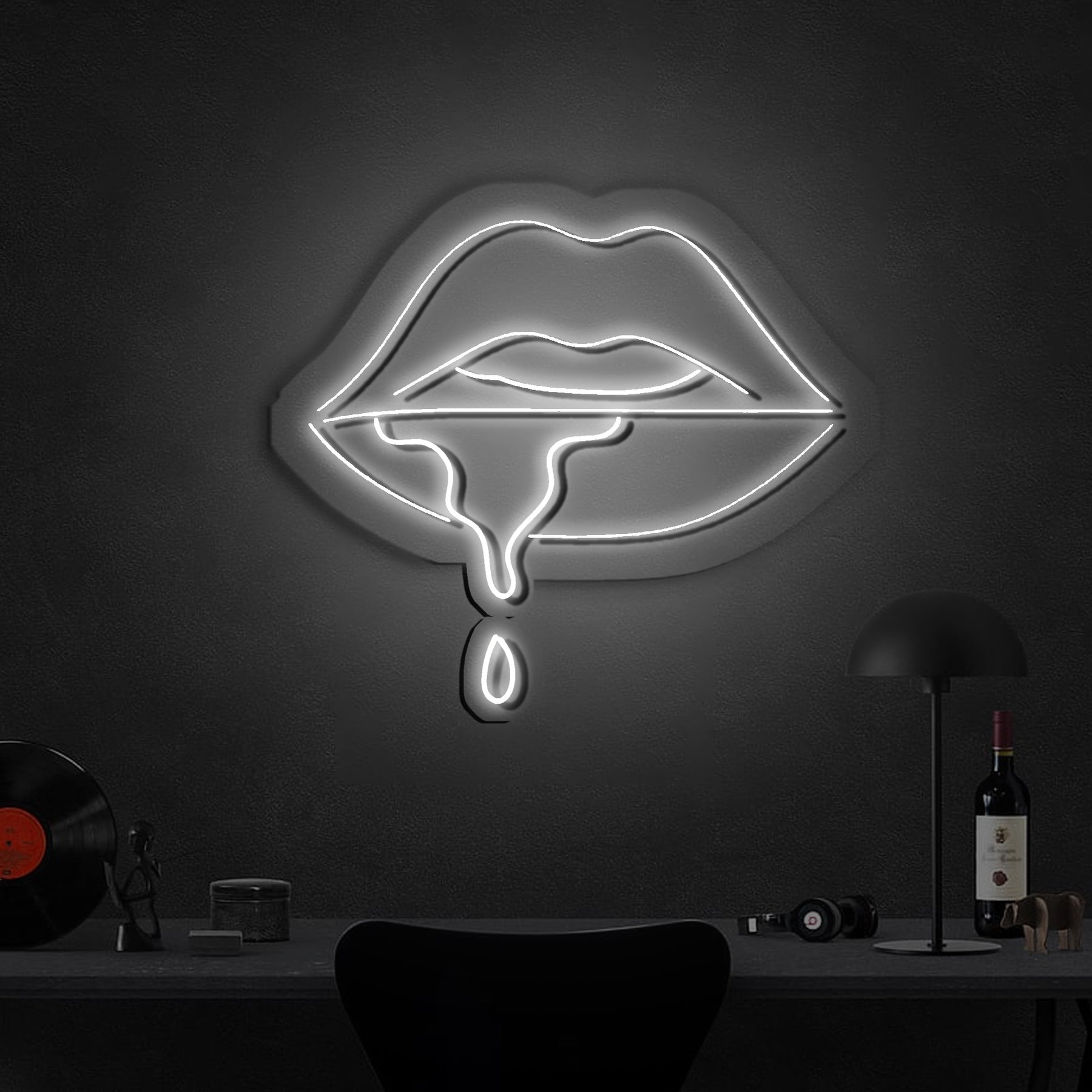 Lips Dripping Neon Sign