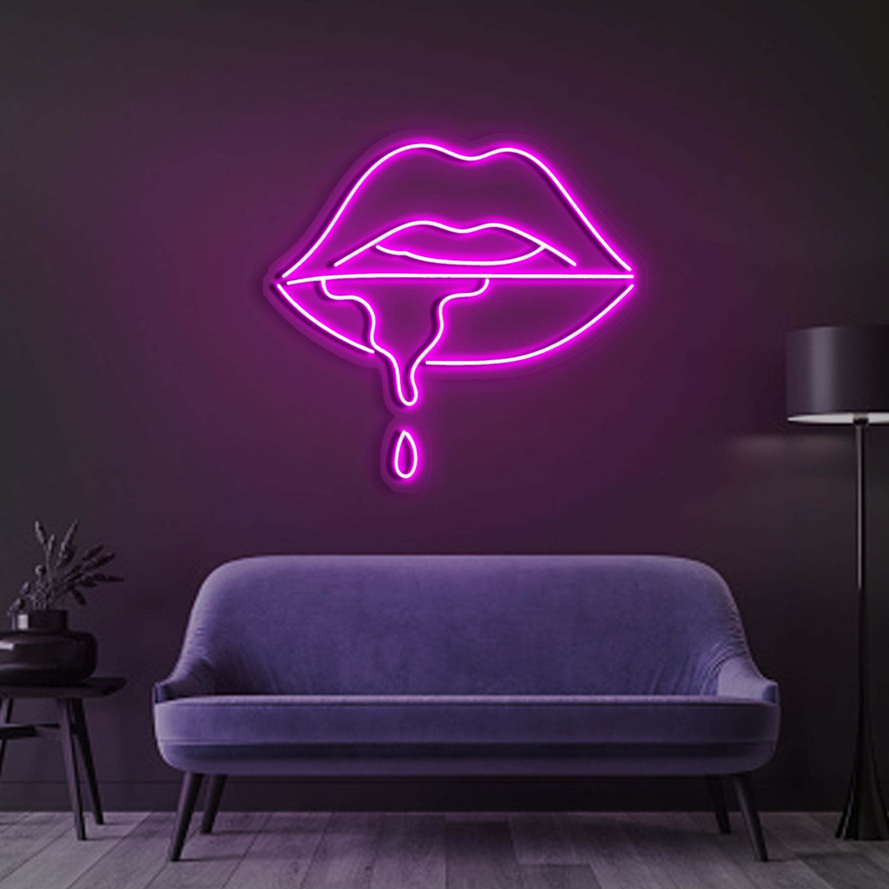 Lips Dripping Neon Sign